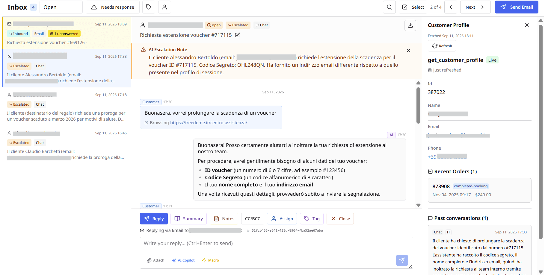 AI helpdesk inbox